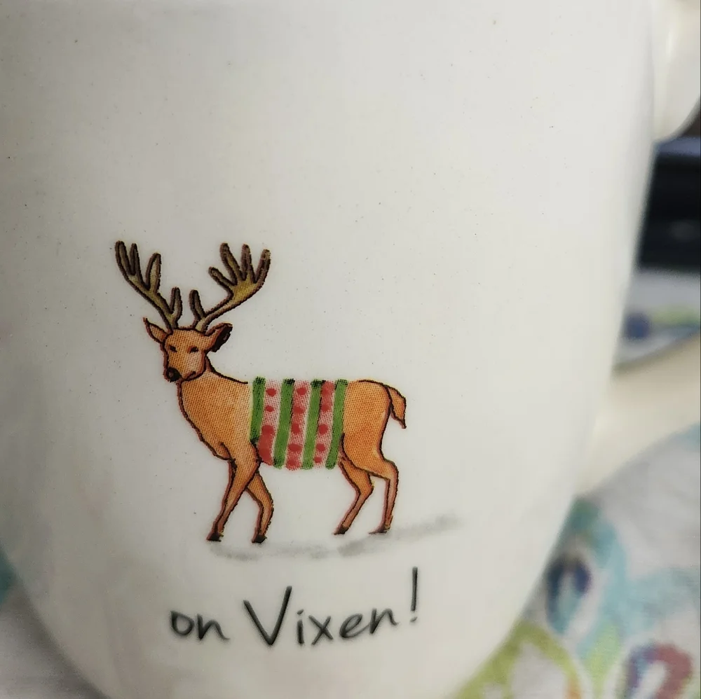 Rae Dunn Festive On Vixen Reindeer Mug - Cream - Picture 4 of 8